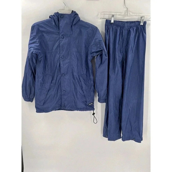 Cabela's Blue Nylon Kids Packable Jacket & Pants Medium Regular Lightweight 2 Pc - Picture 1 of 13